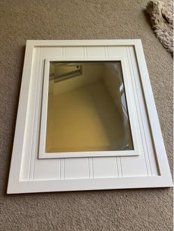 22L x 18W Mirror for bathroom or bedroom, white and good condition