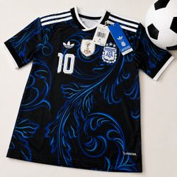 Adidas Argentina Messi #10 Away Jersey 2022 World Champions – Black/Blue – Size Medium – New with Tags