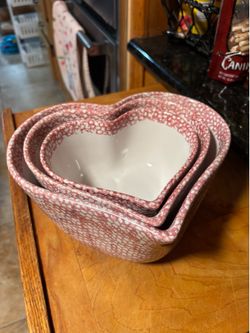 Vintage Heart shaped nested mixing bowls