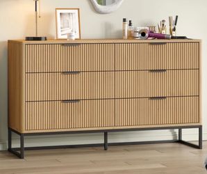 Semin 54”W Fluted Design 6-Drawer Dresser