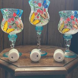 3 Glass Battery Operated Candle Holders 