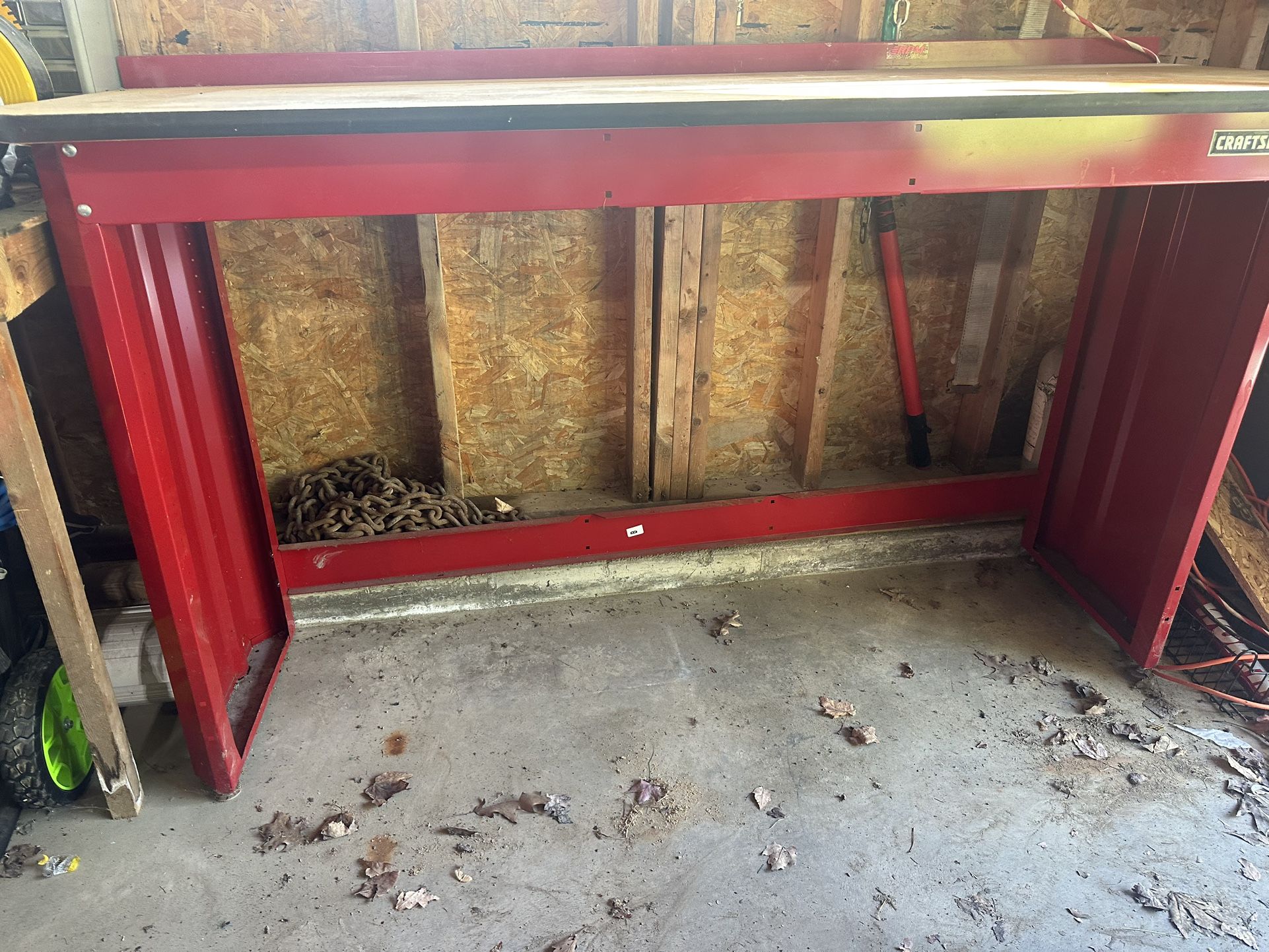 CRAFTSMAN 6-FOOT WIDE WORK BENCH WITH BUTCHER BLOCK TOP, LIKE NEW!