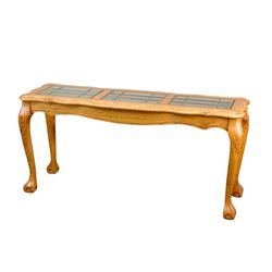 Vintage Oak and Glass Console Table