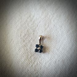 14k Sapphire and White Gold Flower Pendant