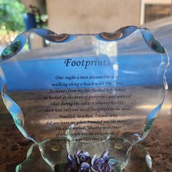 Glass Decor Footprints Poem