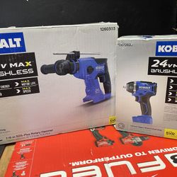 KOBALT 24V MAX 7/8-In  SDS -PLUS  ROTARY HAMMER # 1260303 And 3/8 ‘  IMPACT WRENCH #0672828(( TOOL ONLY )) Both $129 New 