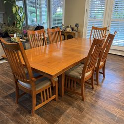 Wooden Dining Table Set with 6 Chairs