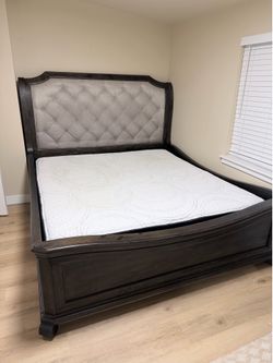 Bellamy Peppercorn King Sleigh Bed with Shaped Footboard