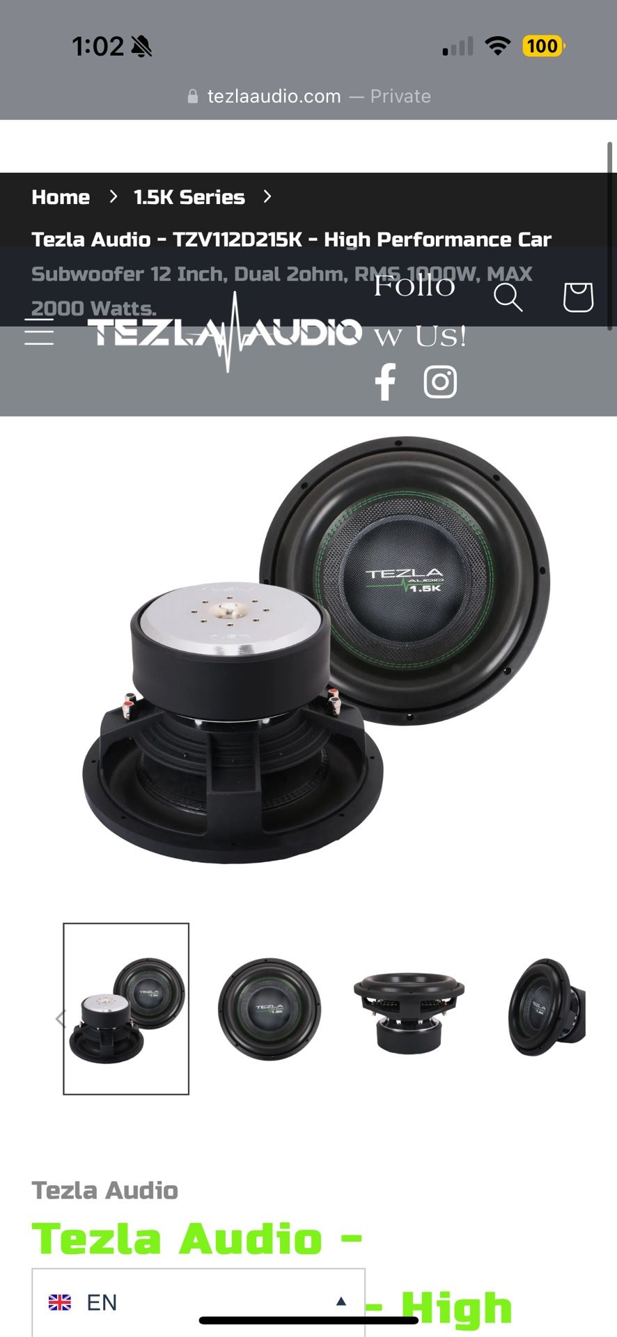 Tezla Audio 1,000 watt subwoofer/ sound digital evo-x amplifier