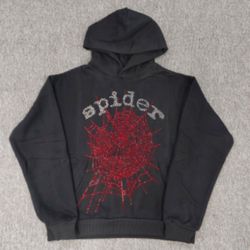 BLACK RHINESTONE SPIDER HOODIE