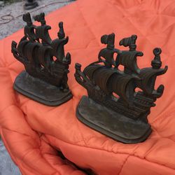 Vintage Sailing Ships Bookends Bronze Rare Find  Thumbnail