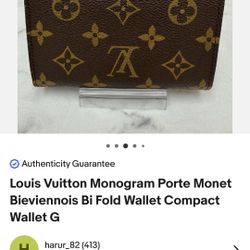  Louis Vuitton Monogram Porte  Monet Bieviennois Bi Fold Wallet Compact Wallet 