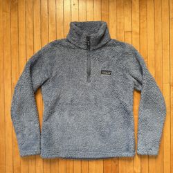 Vintage Patagonia Women's Los Gatos 1/4-Zip Gray/Blue Fleece Pullover Sz. M