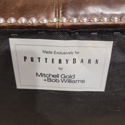 Pottery Barn Mitchell Gold + Bob Williams Brown Nailhead Ottoman