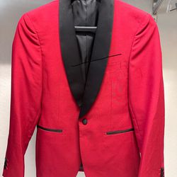 Mens Sport Coat / Dress Jacket (Red-Size 36 Slim)