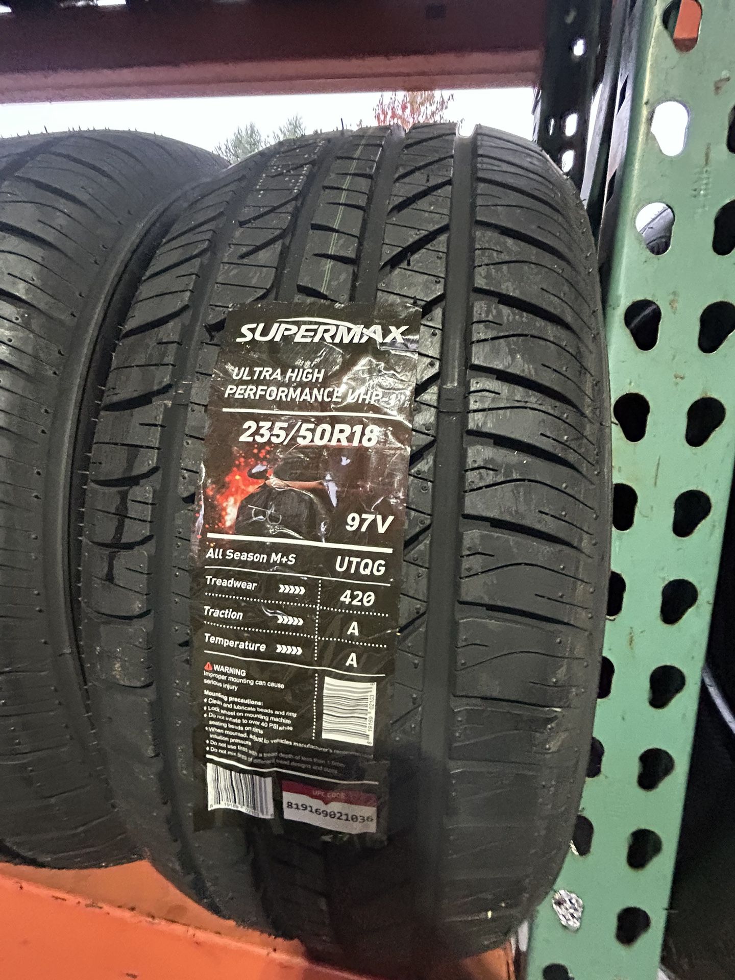 235/50R18 Supermax $$115 Per Tire