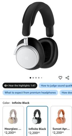 Bang & Olufsen Beoplay H100 Premium Wireless Active Noise Cancelling Over-Ear Headphones with Protective Carrying Case, Infinite Black