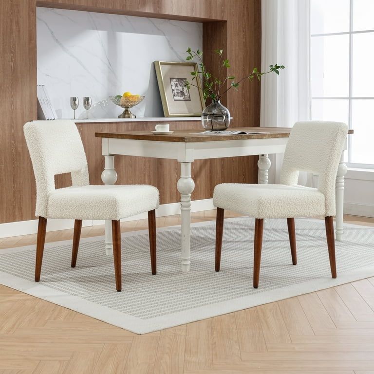 NEW TWO (2) White Velvet Accent Dining Chairs