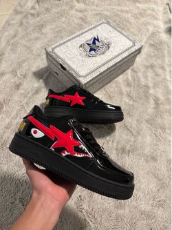 Bapesta shark face black red