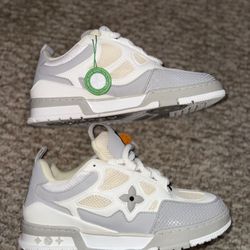 Louis Vuitton White Mesh Sneakers with Gray lv skates Size10 US