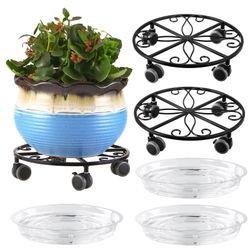 3 Pack 11.8'' Plant Caddy with Wheels Heavy Duty Metal Plant Stand with Wheels