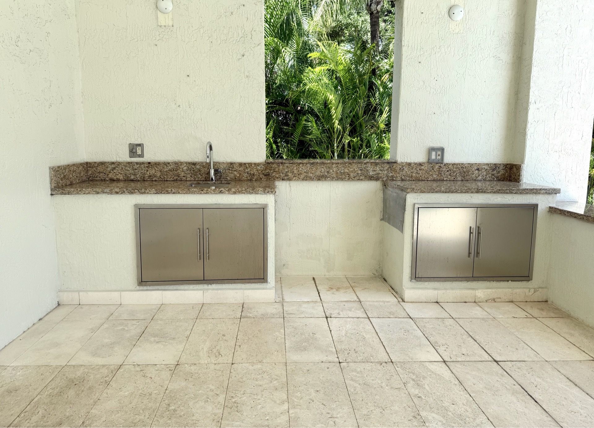 Outdoor Kitchen Granite Countertop + Dax Sink + Moen Faucet + Stainless Doors