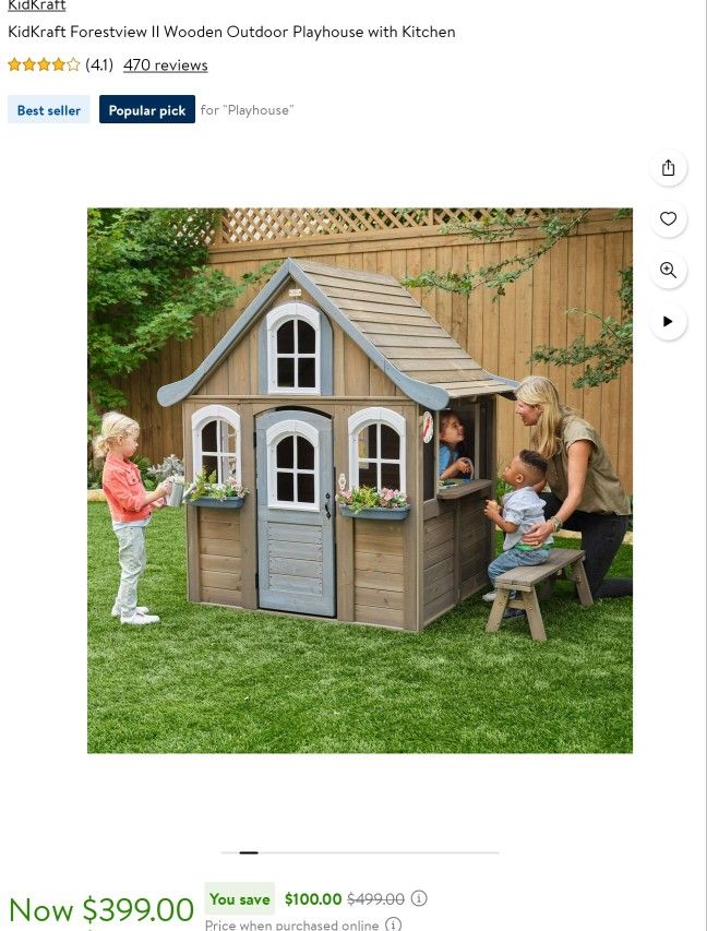 KidKraft Forestview II Wooden Outdoor Playhouse with Ringing Doorbell