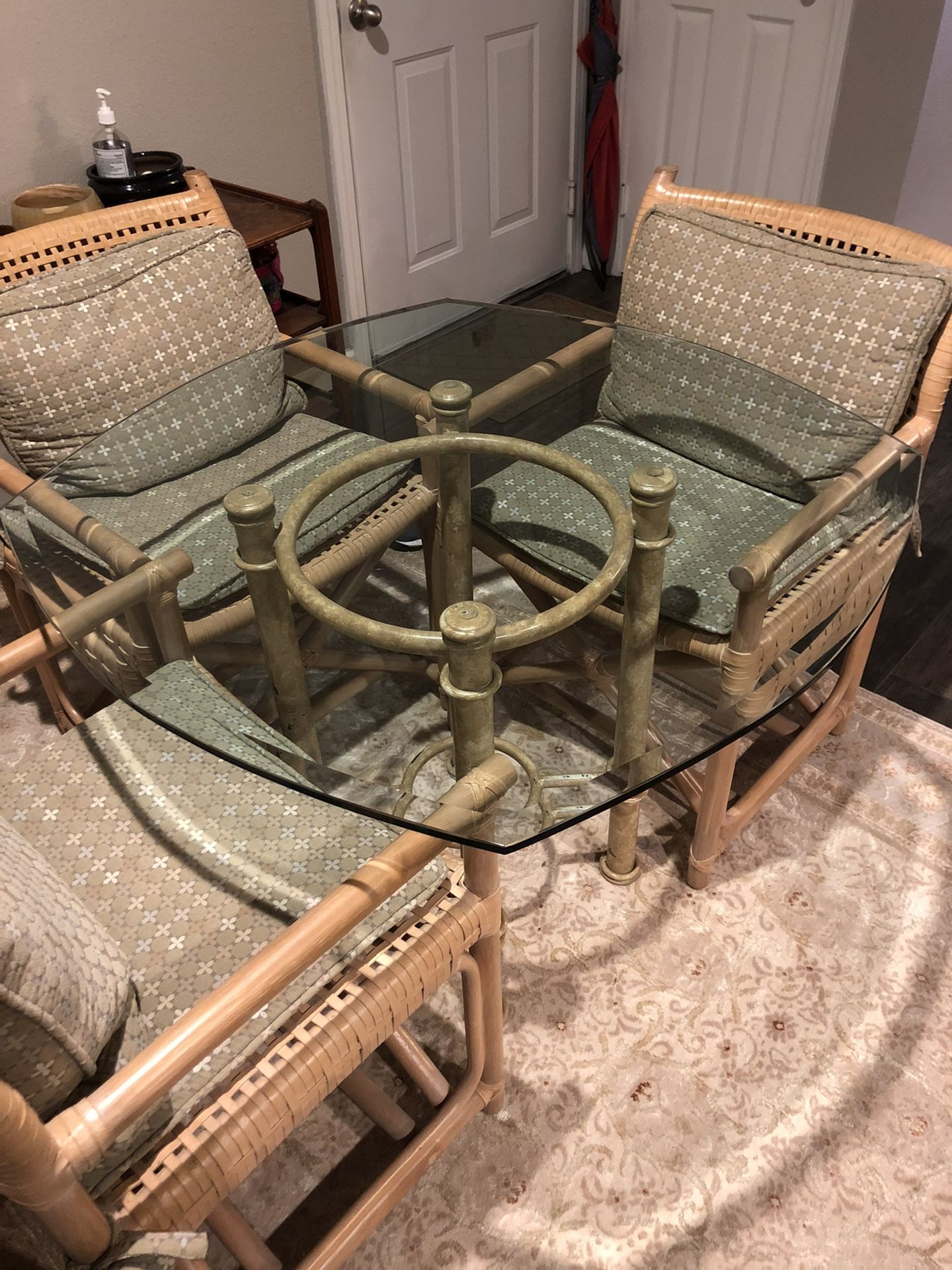Thick Beveled Glass Table Chairs And Stools.