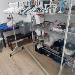 Rolling Single Rail Clothes Rack