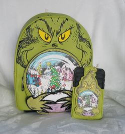 Loungefly Grinch backpack and cardholder 