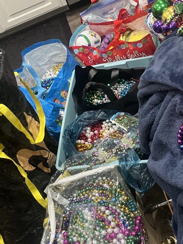 Lot Of Mardi Gras Beads, Throws And Toys