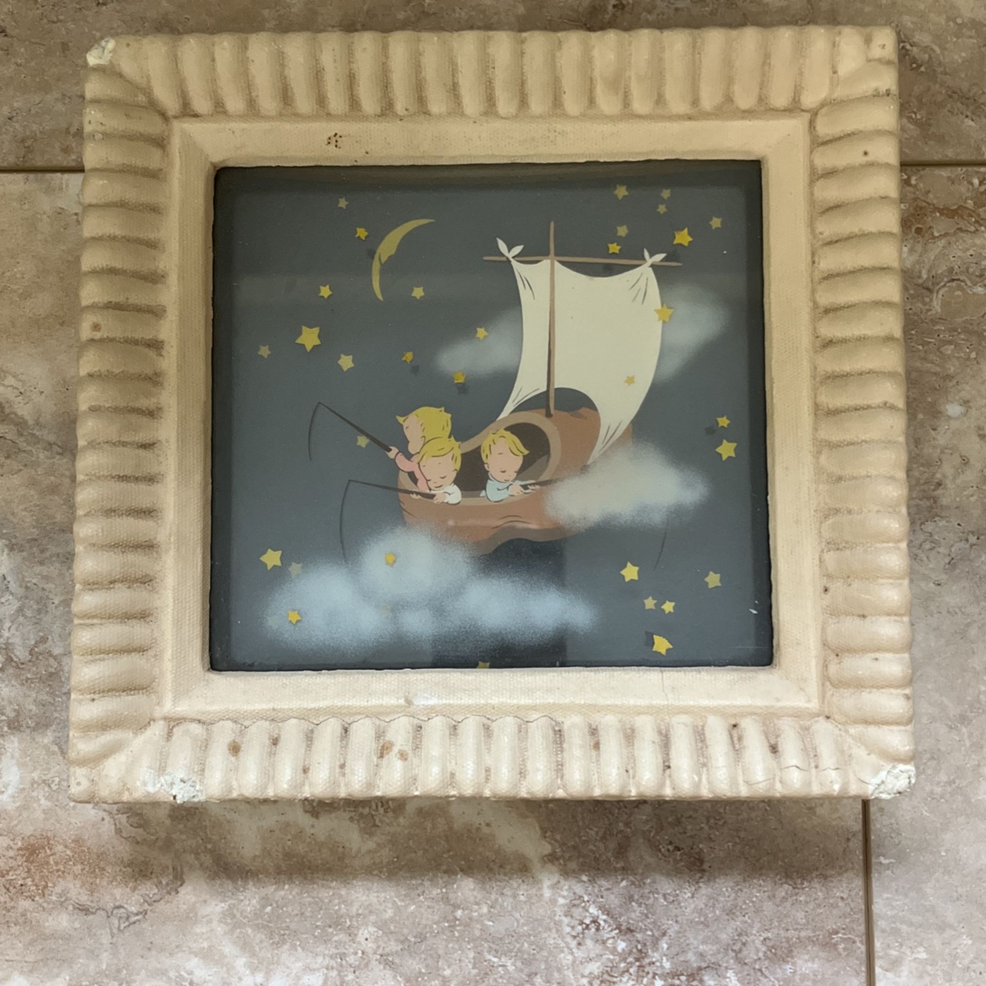 Rare DISNEY Collectible Wynken, Blynken, Nod Multiplane Painting