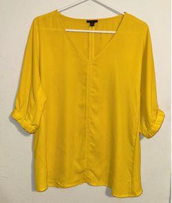 Yellow V-Neck Blouse