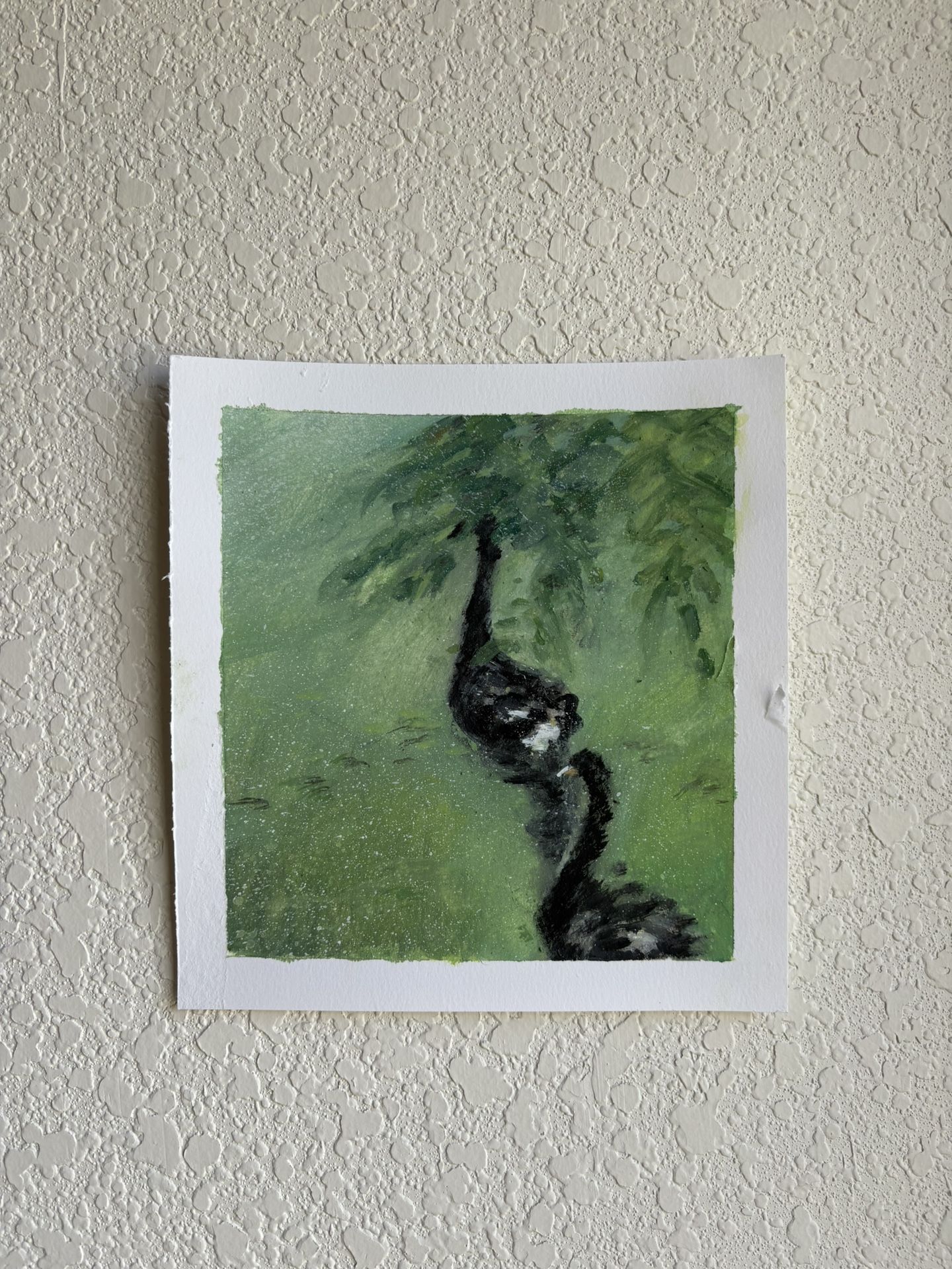 Green and Black Swan Original Art
