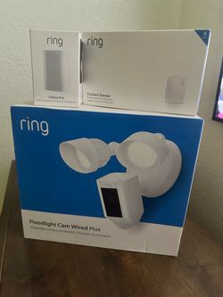 Ring Floodlight Camera, Contact Sensors, Chime Pro BRAND NEW