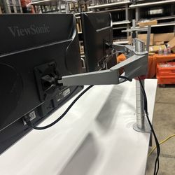 2 24” Viewsonic Monitors With Dual Sapper Arm Mount Bundle! We Also Have Standing Desks, Herman miller Chairs, File Cabs, And More Available!