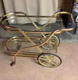 Vintage Brass and Glass Two-Tier Bar Cart or best offer
