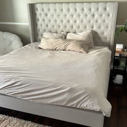 King beige bed frame