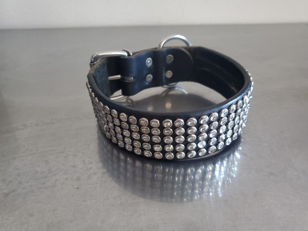 Swarovski Leather Large Dog Rhinestone Collar