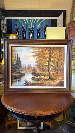 Beautiful scenery oil on canvas signed