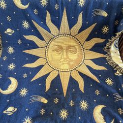 Sun And Planets Zodiac Throw Blanket Vintage