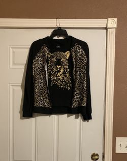 Wonder Nation Black and Leopard Print Jacket and Shirt Set 