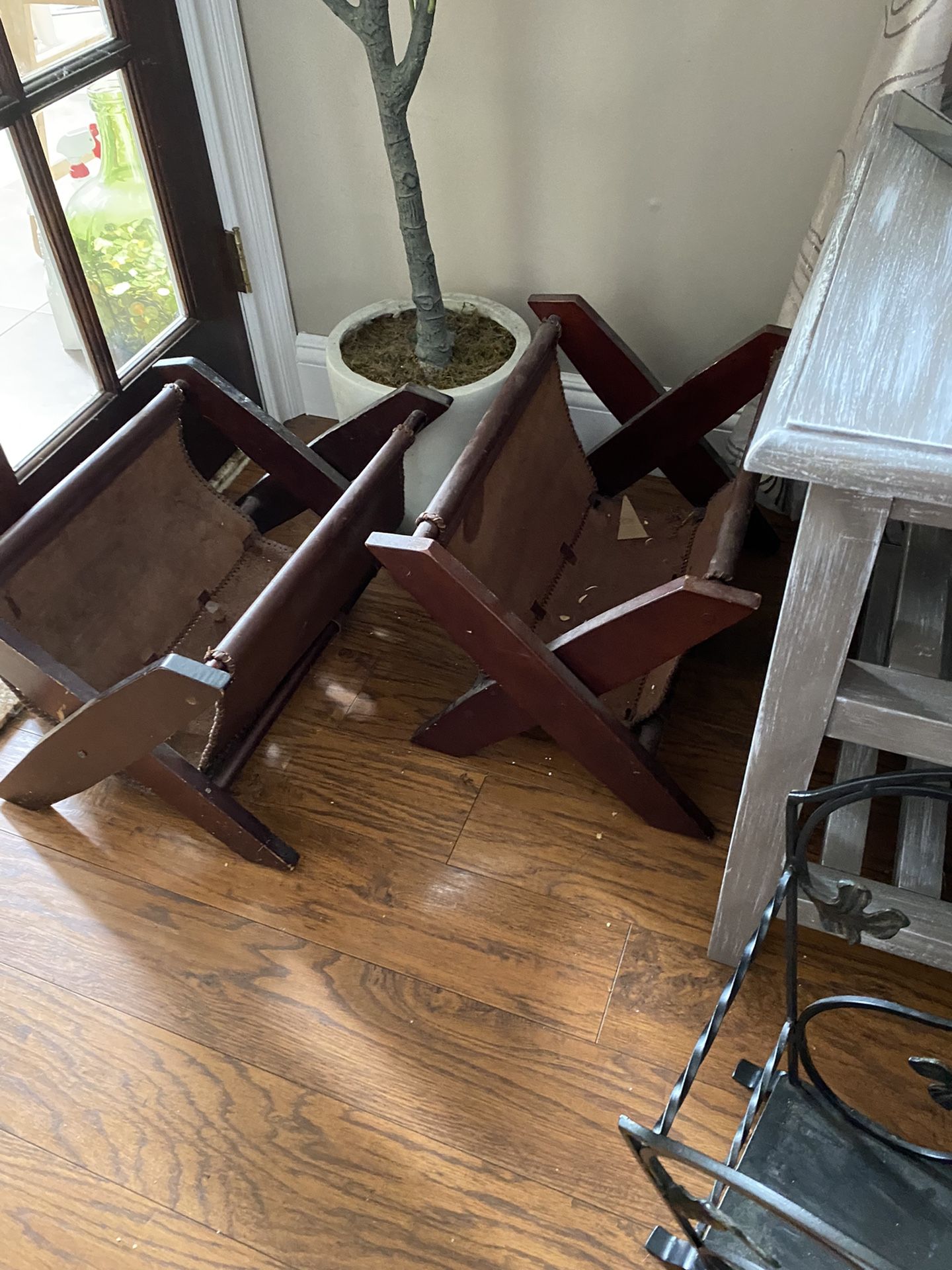 Magazine Racks Leather And Wood (2) $30 Each Buy 1 Or Both 