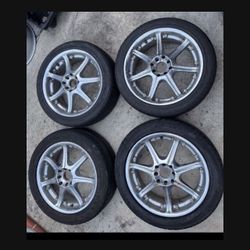 4 —- 215/50r17 4x100 4x3.94 4x114.3 4x4.5 Chrome Civic Xb Xa Miata Fit Versa Sentra Accord Rims Wheels Tires!!!!!