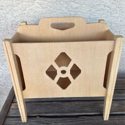 Vintage Art Deco Style MCM Wood Footed Magazine Book Newspaper Stand Rack Holder Home Decor