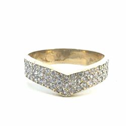 Woman’s Ladies 14k Yellow Gold CZ Cubic Zirconia Curved Band Ring Size 8 GP3126314
