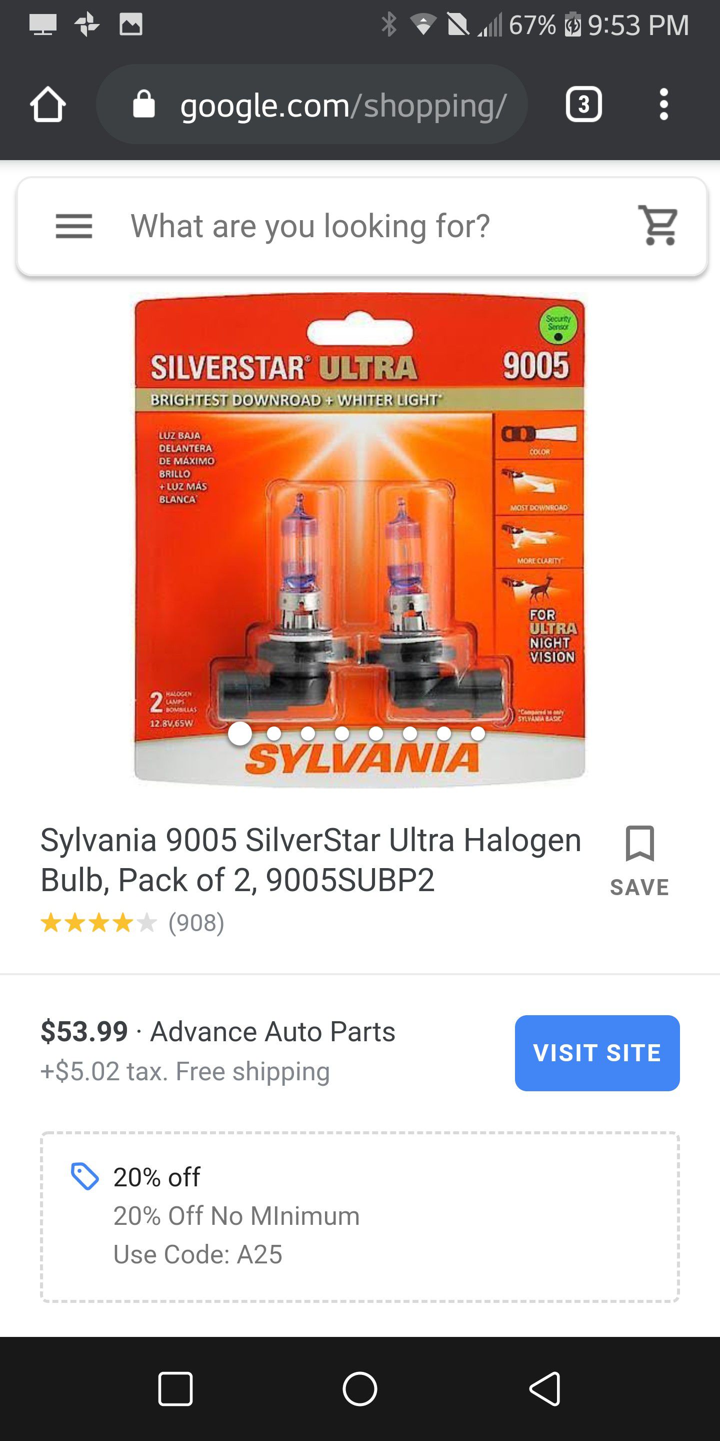 Sylvania silverstar ultra headlight 9005