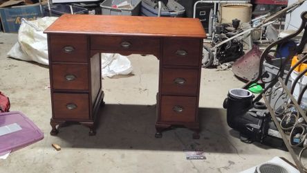 Vintage solid 7 drawer desk