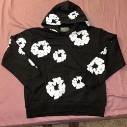 Black & White Denim Tear Hoodie