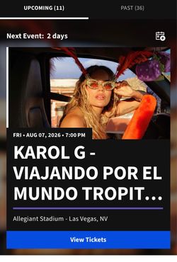 Karol G Tropitour 8/7 1 single ticket